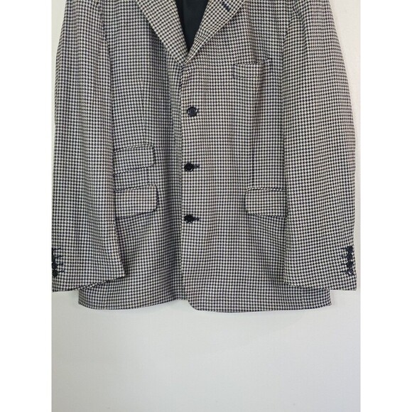 Hunt Club Wool Blazer Mens 44 Short Suit Jacket Wool Silk Herringbone Sport Coat - Picture 4 of 11